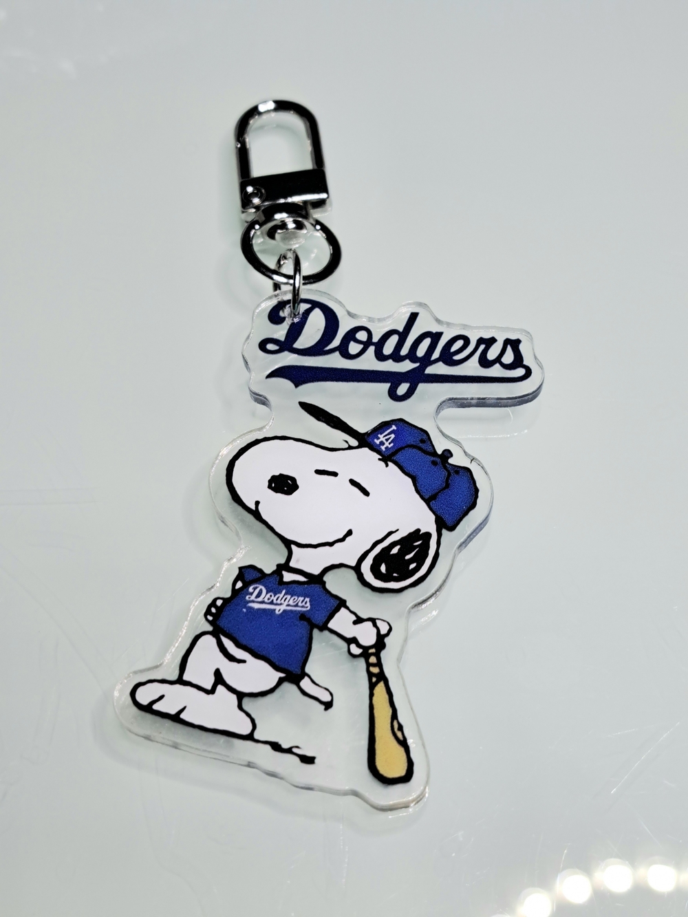LA Dodgers Snoopy Keychain Purse Backpack Charm Clip